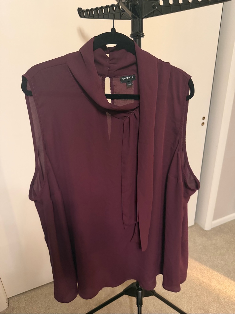 torrid Plum Sleeveless Tie-Neck Blouse